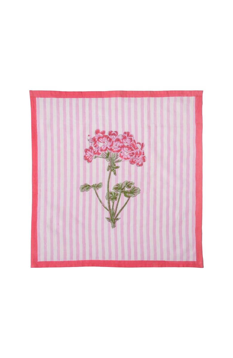Inner Child Pink Hydrangea Blockprint Napkins - Set of 4, Main, color, Pink Hydrangea