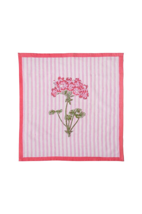 Pink Hydrangea Blockprint Napkins - Set of 4