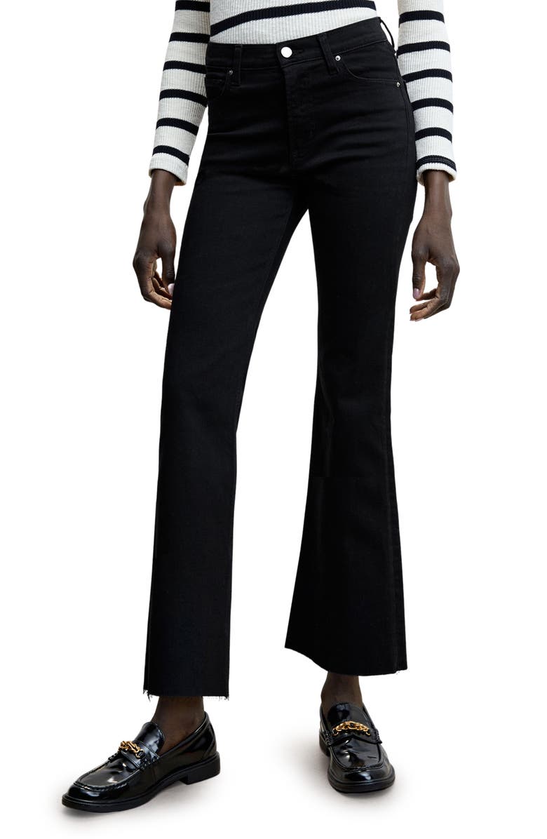MANGO Raw Hem Crop Flare Jeans, Main, color, 
