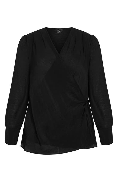 City Chic Binsley Wrap Top In Black