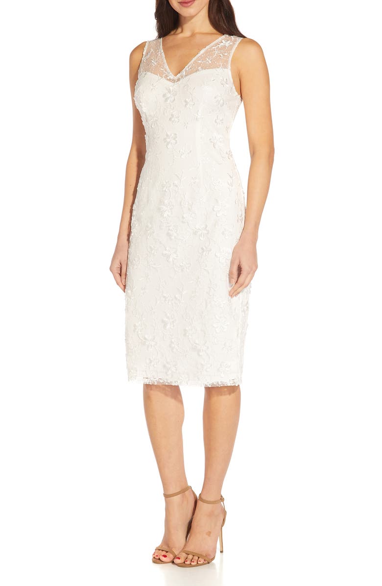 Adrianna Papell Floral Embroidered Sheath Dress, Alternate, color, 