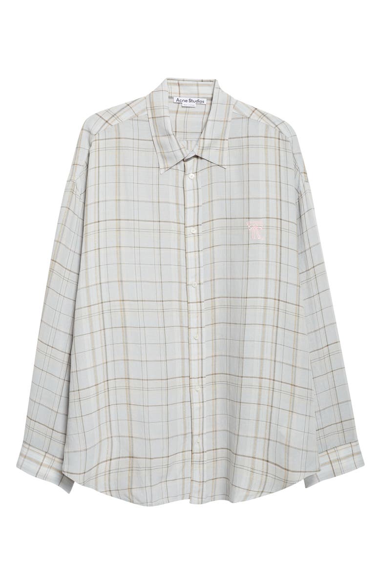 Acne Studios Setar Plaid Button-Up Shirt, Main, color, Grey/ Pink