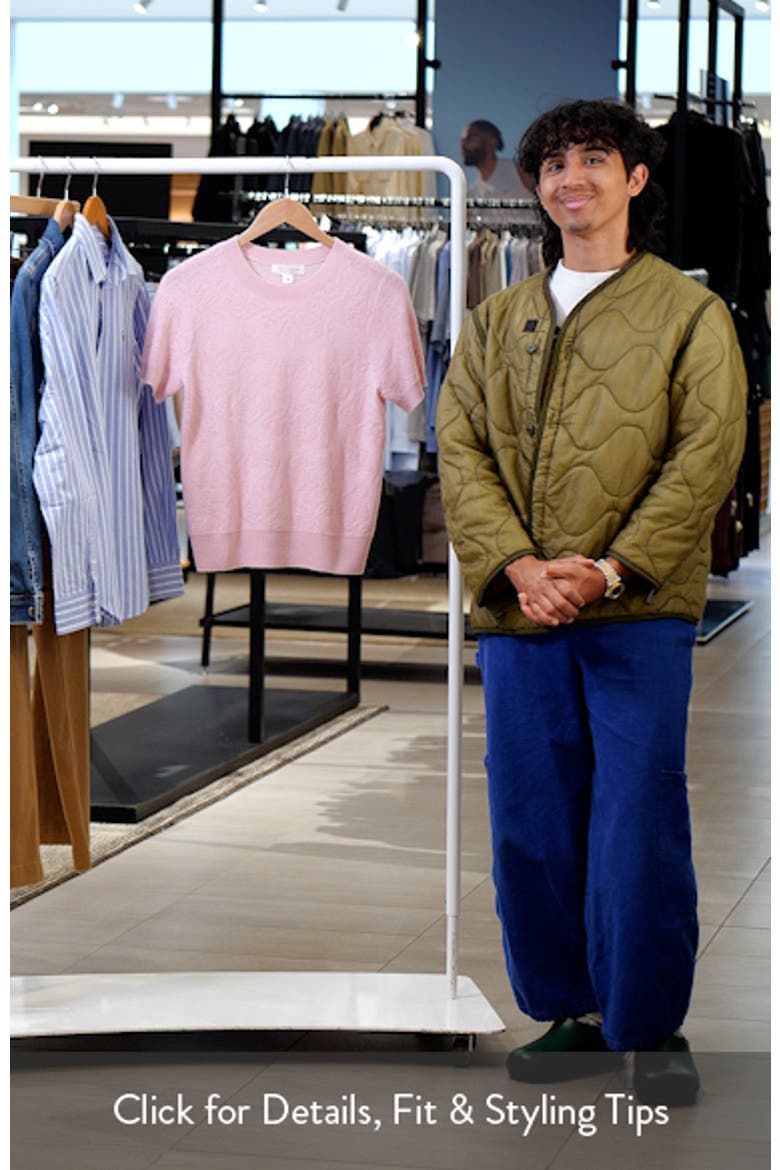 Floral Jacquard Short Sleeve Wool & Cashmere Sweater video
