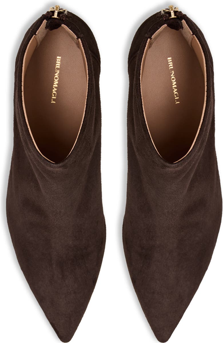 Bruno Magli Francesca Pointed Toe Kitten Heel Bootie, Alternate, color, Dark Brown Suede