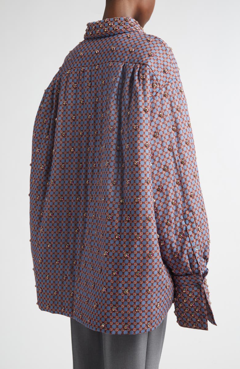 Dries Van Noten Cartan Crystal Embellished Oversize Shirt, Alternate, color, Blue