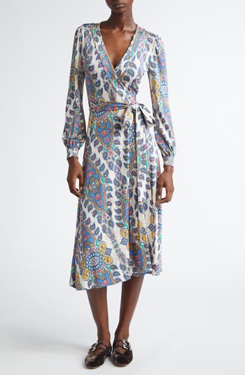 【送料&関税込】Etro Wrap Dress Printed wrap dress in multicoloured - Etro | Mytheresa