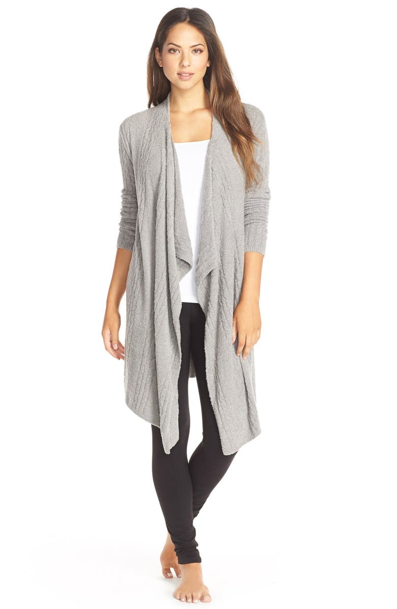 Barefoot Dreams<sup>®</sup> Cable Knit Drape Front Cardigan, Main, color, 