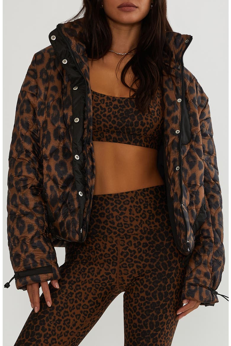 Harvie Leopard Print Quilted Puffer Jacket, Main, color, CARAMEL LEOPARD