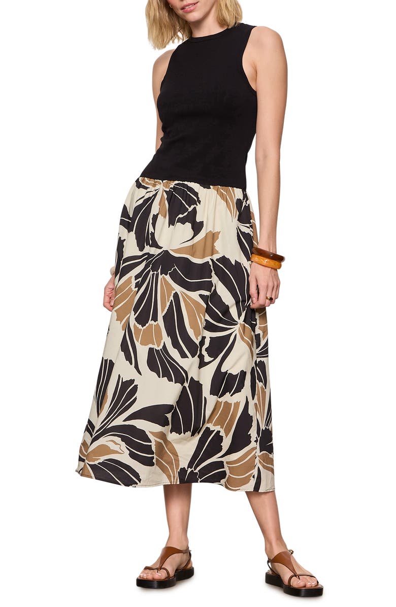 Sanctuary Sandbar Mixed Media Floral Print Midi Dress, Alternate, color, 