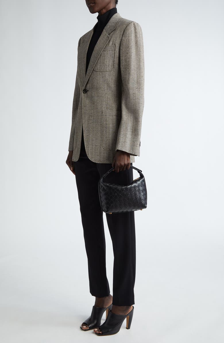 Bottega Veneta Mini Wallace Intrecciato Leather Shoulder Bag, Alternate, color, Black/ Gold