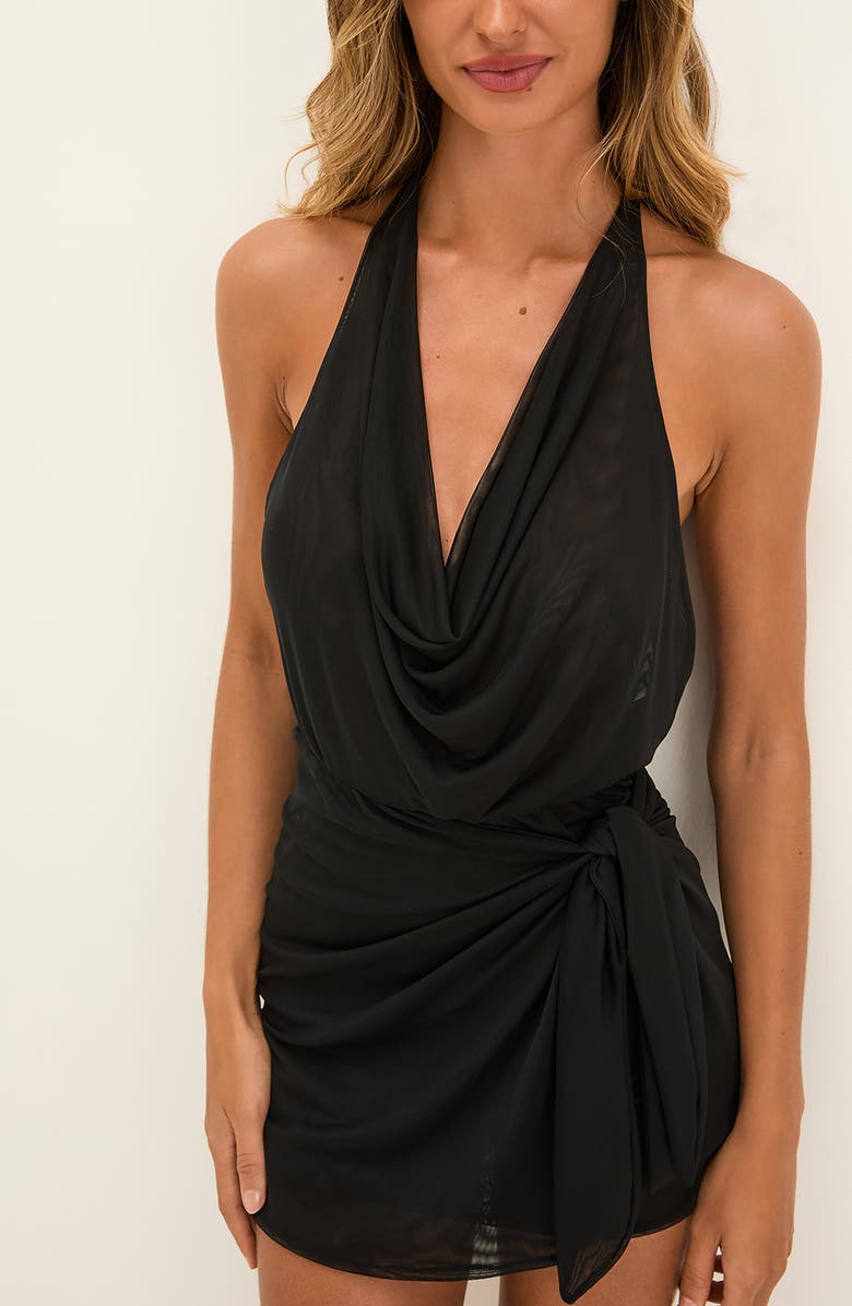 ViX Paula Hermanny Solid Tilly Cover-Up Minidress, Alternate, color, Black