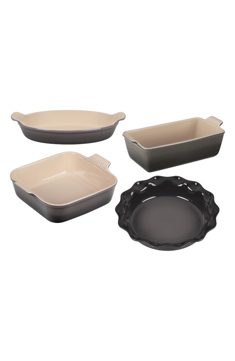 Le Creuset 4-Piece Heritage Bakeware Essentials Stoneware Set, Main, color, Oyster