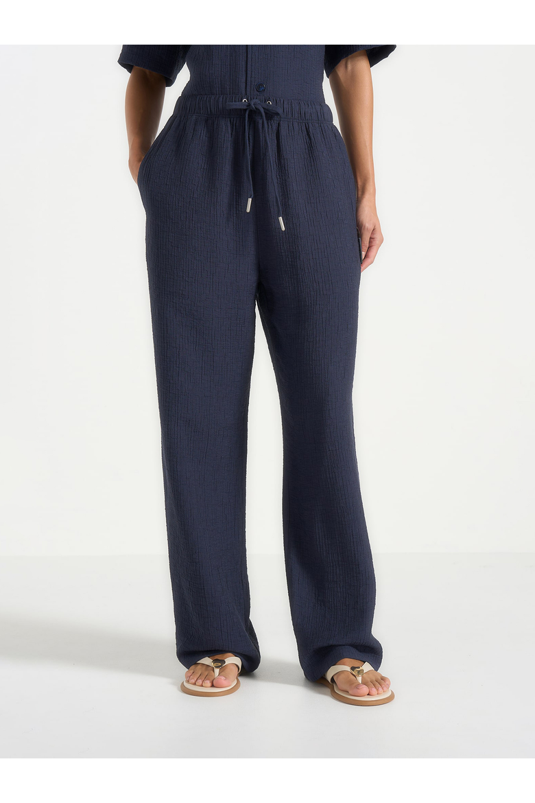 Addison Unisex Textured Relaxed Fit Trousers, Alternate, color, Navy