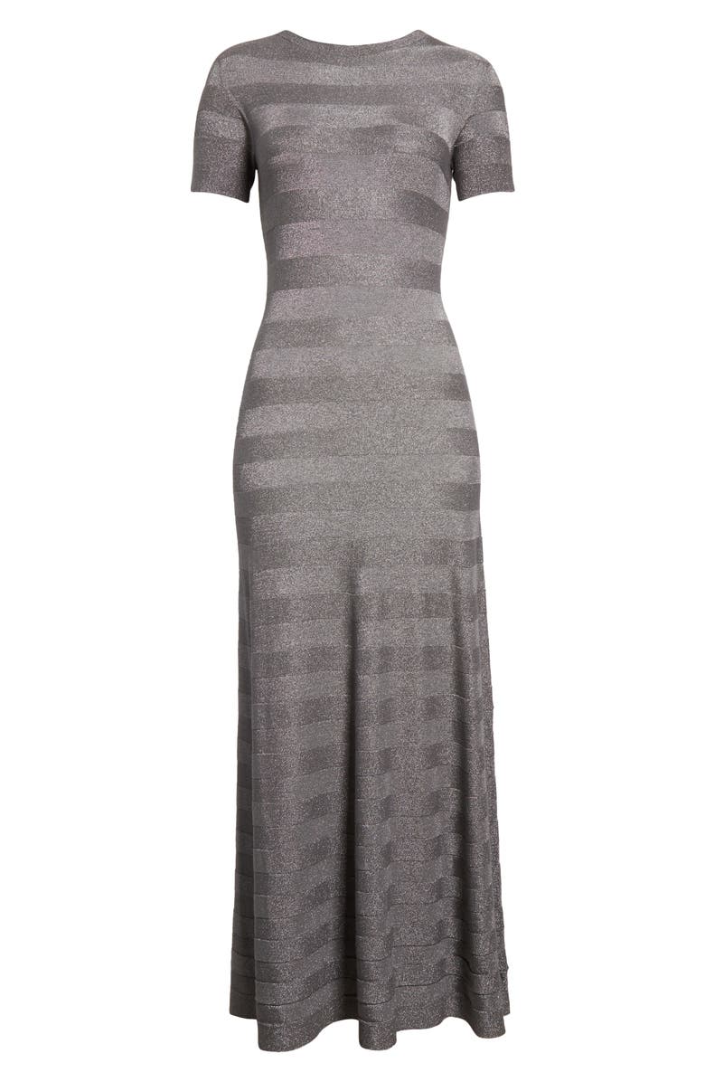 Emporio Armani Stripe Maxi Dress, Alternate, color, Solid Light Grey