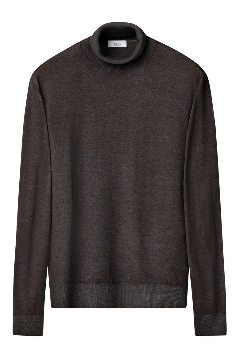 Merino Wool Turtleneck Sweater, Alternate, color, MEDIUM BROWN