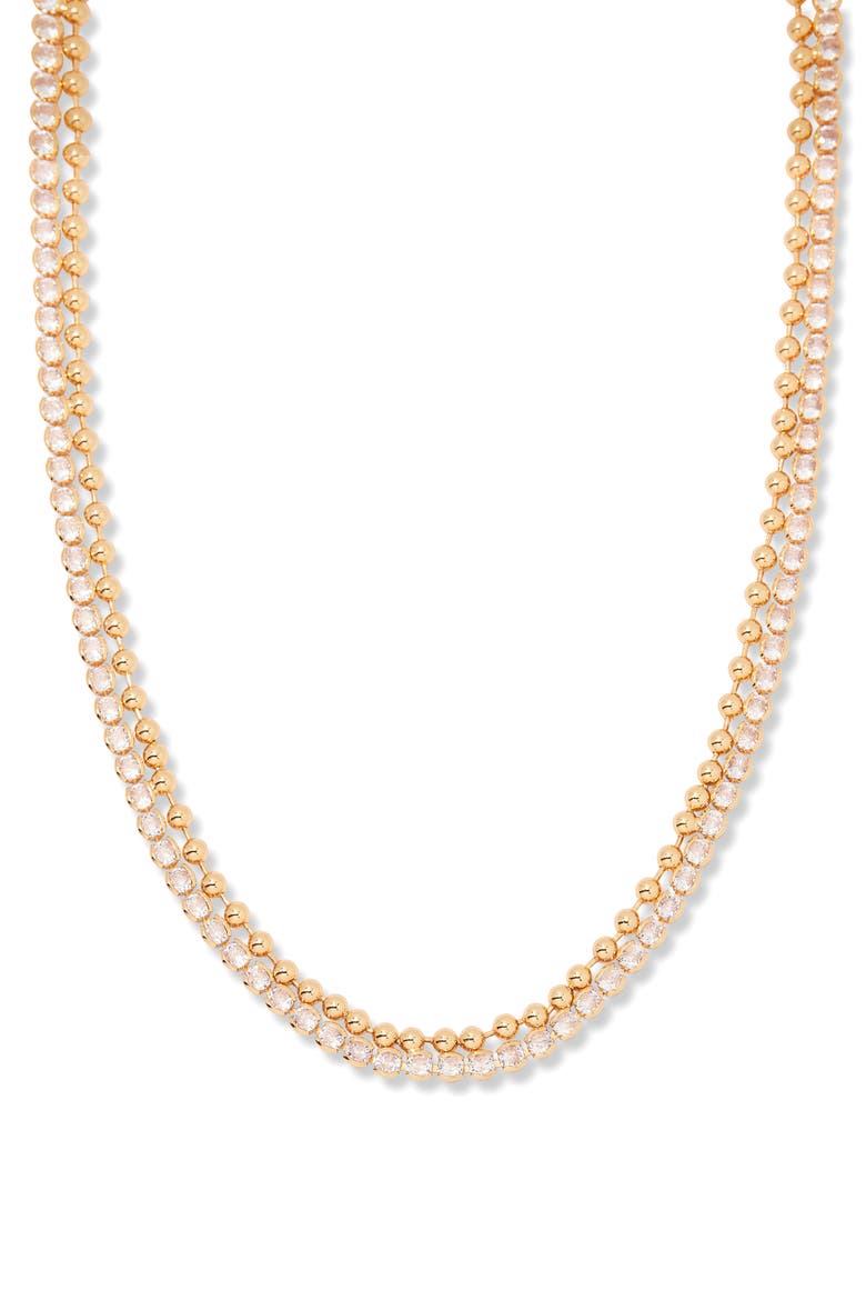 Elodie Layered Tennis Necklace, Main, color, GOLD