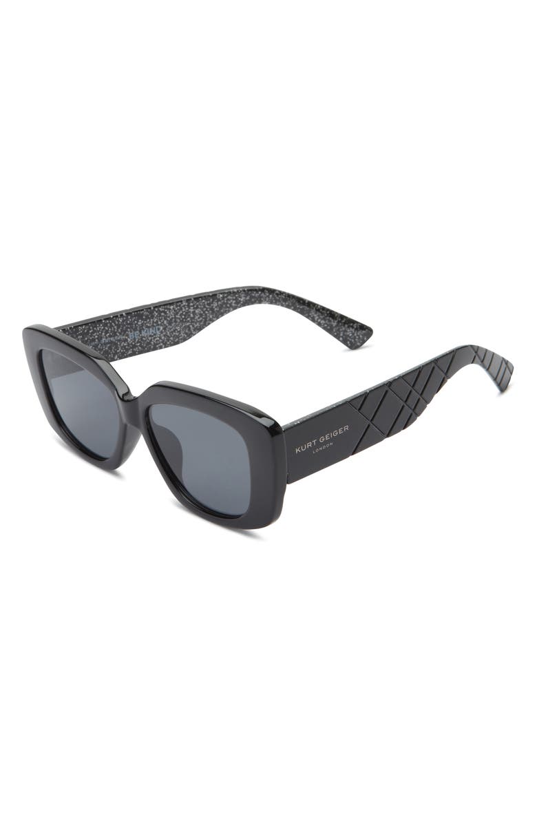 Kurt Geiger London Rectangular Sunglasses, Alternate, color, Solid Black