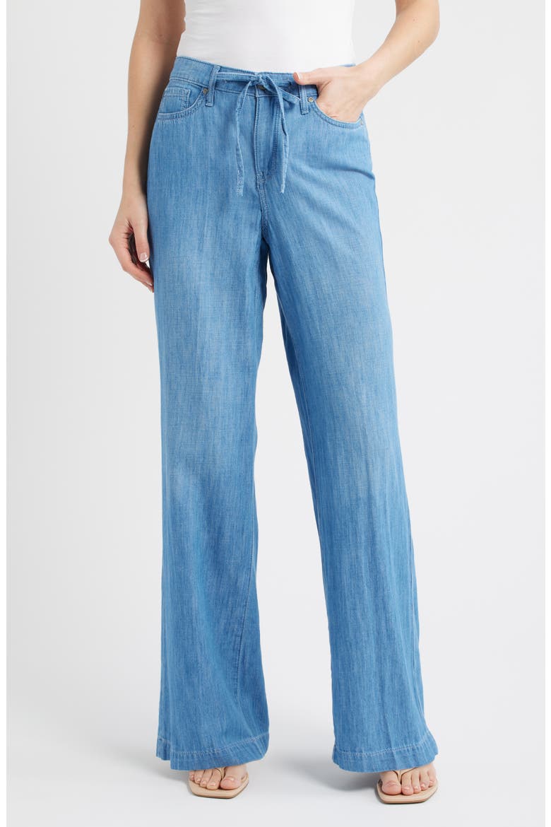 Teresa Drawstring Waist Wide Leg Pants, Main, color, RIVIERA SKY