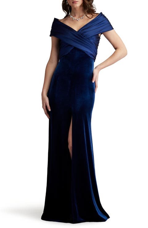 Stretch Taffeta & Velvet Gown