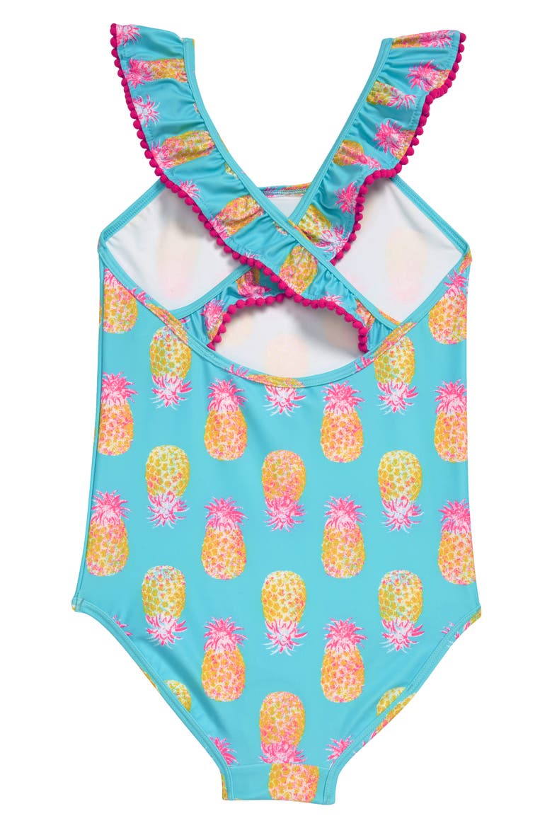 Flounce Pop One-Piece Swimsuit, Alternate, color, BLUE BAYOU FUN PINEAPPLE