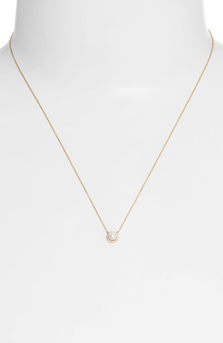 Dana Rebecca Designs Halo Pavé Diamond & Pearl Pendant Necklace, Alternate, color, 