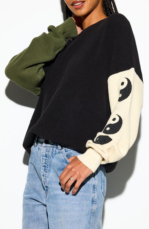 Spiritual Gangster Ying Yang Stack Lyric Sweater In Black