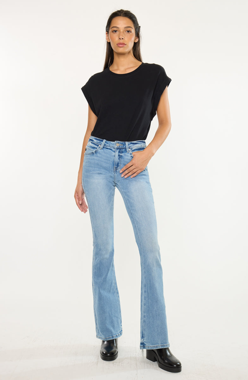 Kancan Azul Mid Rise Flare Jeans In Blue