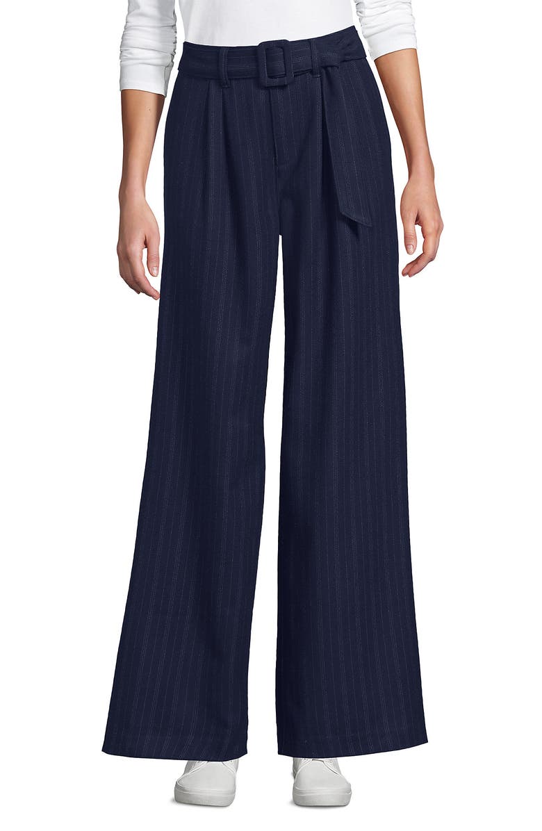 Lands' End Brushed Flannel Mid Rise Wide Leg Trousers, Alternate, color, 