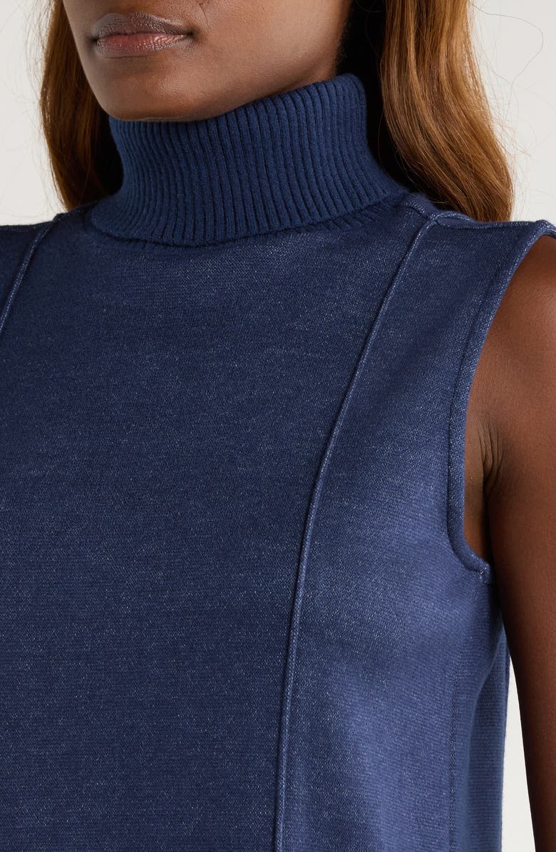Vince Camuto Exposed Seam Detail Sleeveless Knit Turtleneck Top, Alternate, color, Dusk