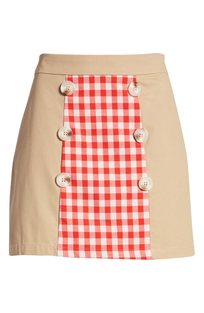 English Factory Contrast Gingham Miniskirt, Alternate, color,