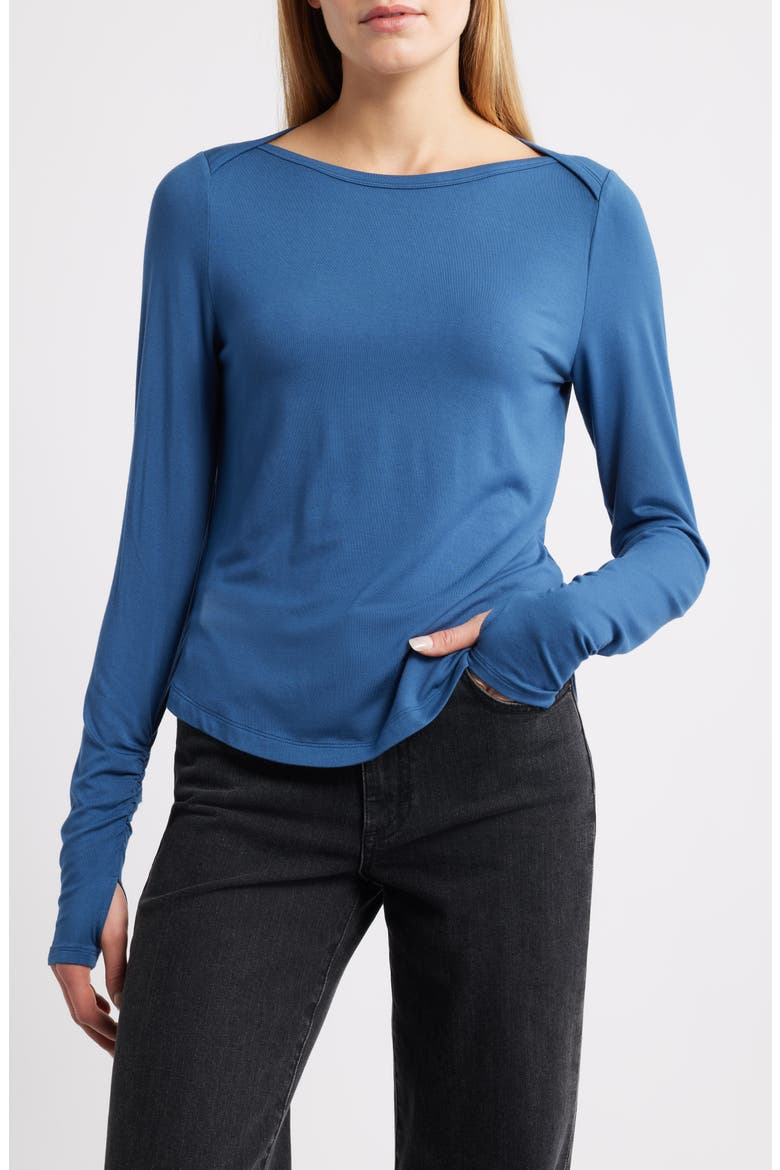 Long Sleeve Modal Blend Top, Main, color, CADET BLUE