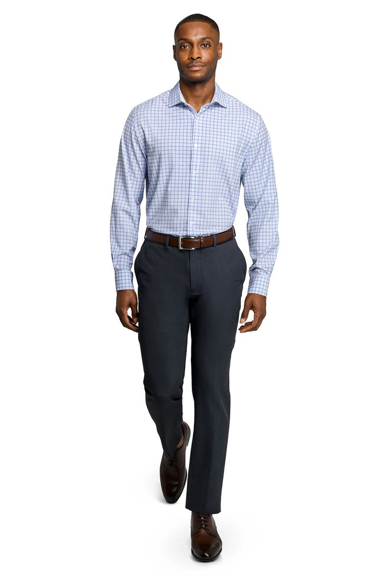 Regular Fit Blue Check Performance Dress Shirt, Alternate, color, WHITE/ BLUE
