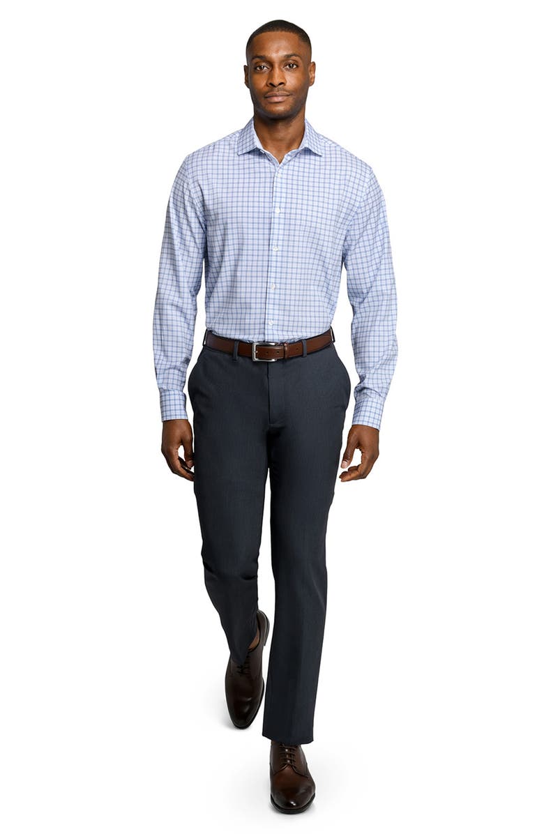 W.R.K Regular Fit Blue Check Performance Dress Shirt, Alternate, color, White/ Blue