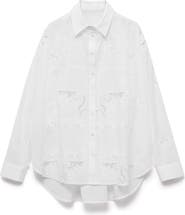 MANGO Para Guipure Lace Cotton Button-Up Shirt