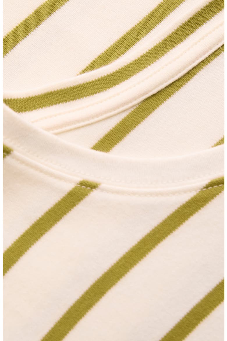 Striped Long Sleeve Crew Neck T-Shirt, Alternate, color, Chalk / Green Ochre