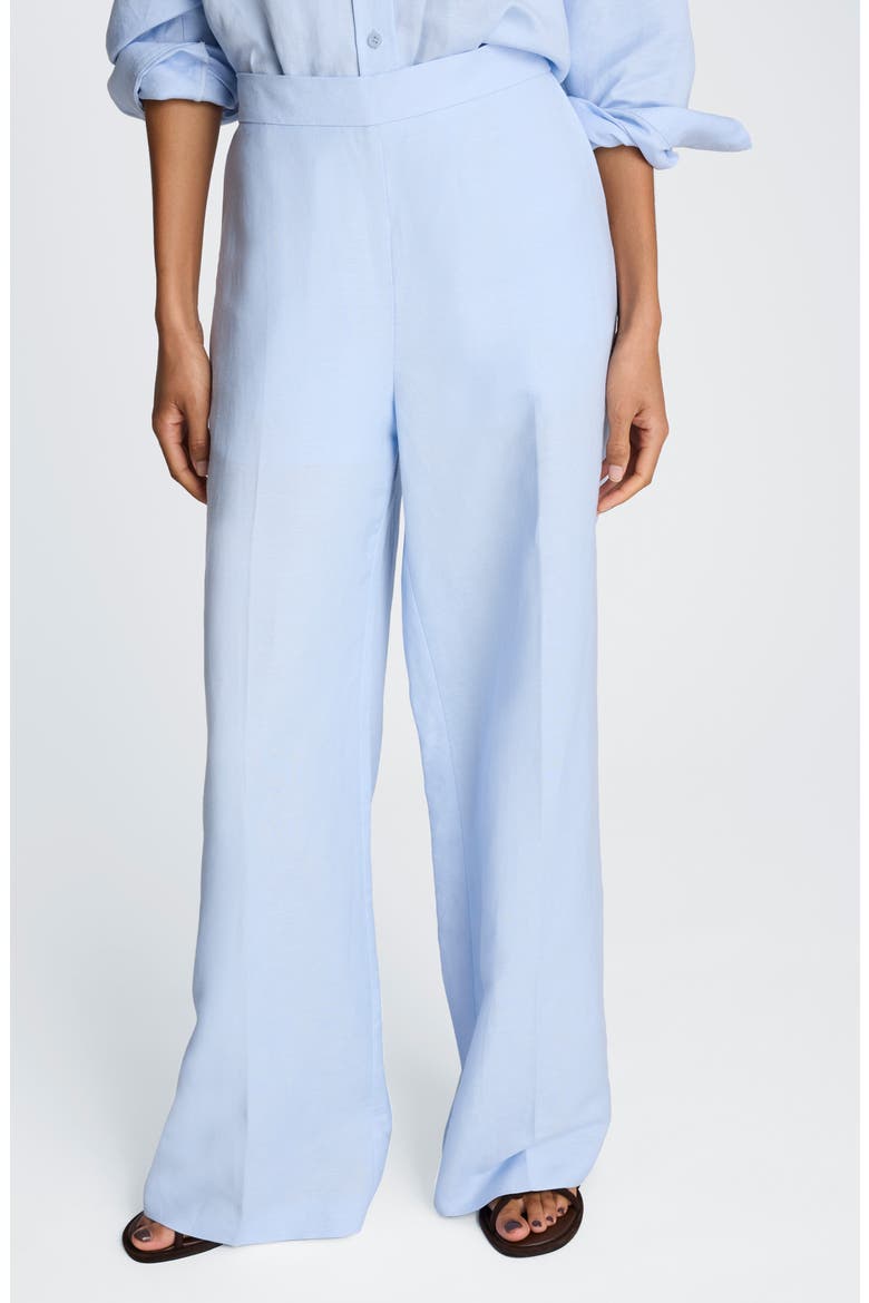 Pull-On Linen Blend Straight Leg Pants, Alternate, color, BLUE DAWN