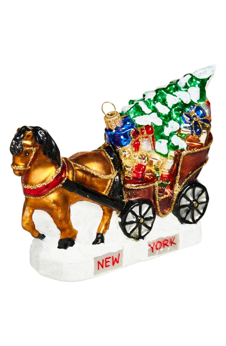 The Whitehurst Company Central Park Carriage Glass Ornament, Main, color, Gold Multi