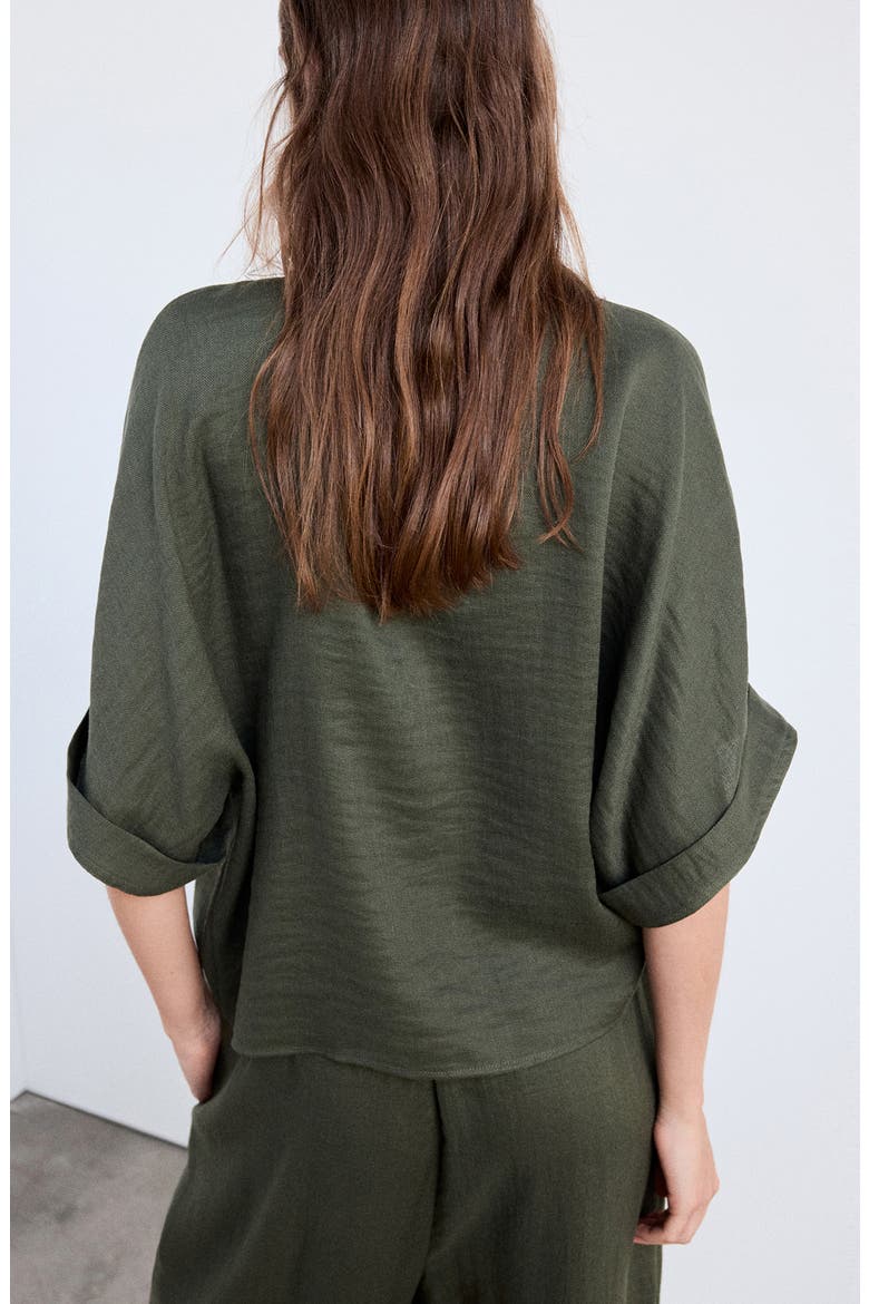 Flowy Roll Sleeve Top, Alternate, color, GREEN