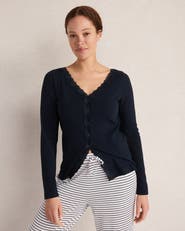 Haven Well Within Organic Cotton Rib Knit Lace Cardigan