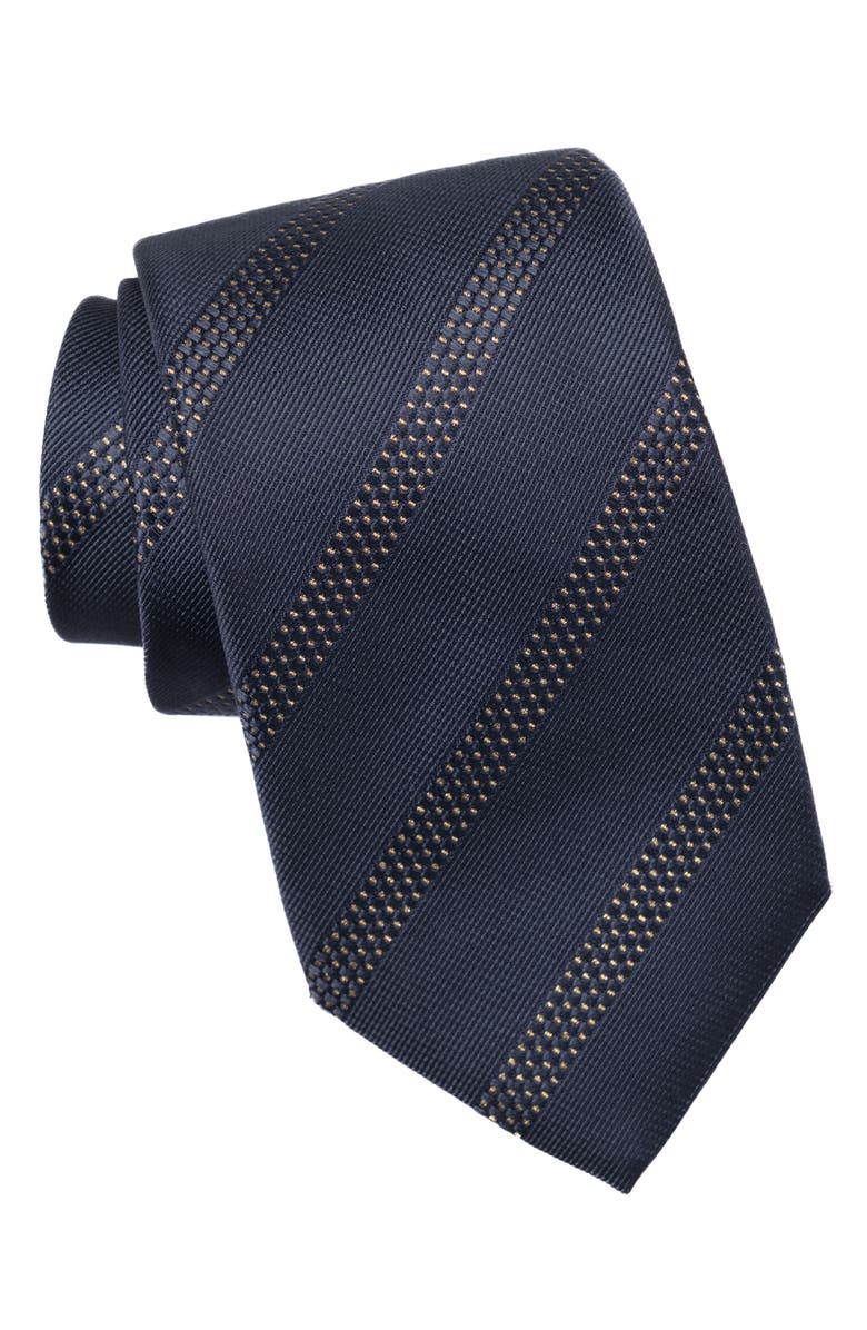 Elizabetta Milano - Silk Jacquard Tie for Men, Main, color, Navy And Gold