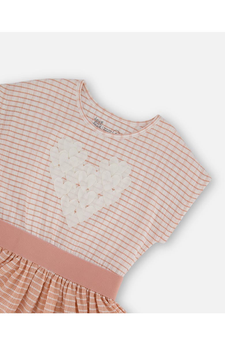 Deux par Deux Little Girl's Crinkle Dress With Applique Light Old Pink, Alternate, color, 