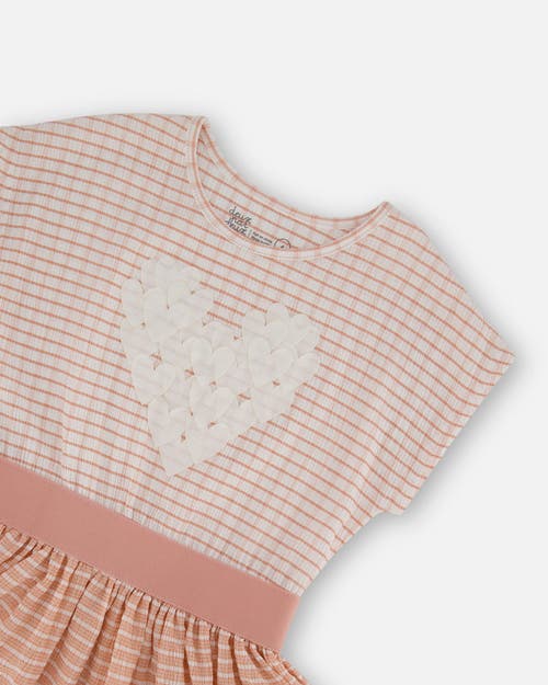Deux Par Deux Girls' Crinkle Dress With Applique Light - Big Kid In Light Old Pink