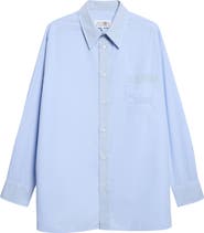 MM6 Maison Margiela Embroidered Numeric Logo Cotton Poplin Button-Up Shirt