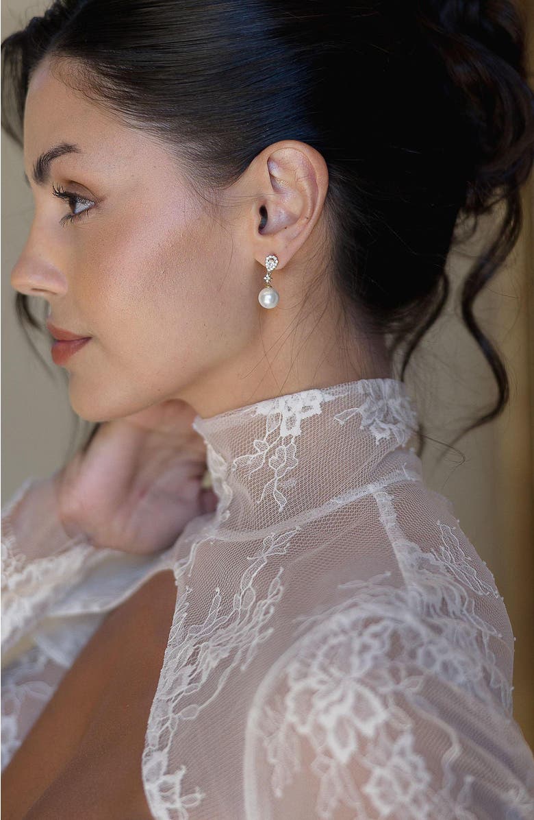 Untamed Petals Melody Pearl Drop Earrings, Alternate, color, Gold