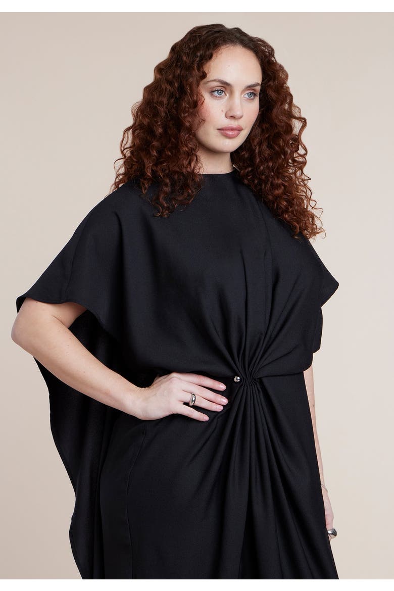 Draped Cape High Low Maxi Dress, Alternate, color, BLACK ONYX