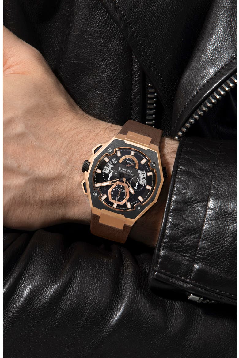 Series X Special Edition Leather Strap Watch, 45mm, Alternate, color, BLACK/ BROWN