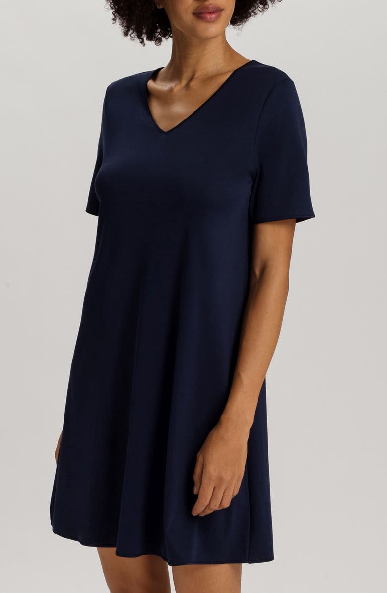 Hanro Cotton Jersey Nightshirt, Alternate, color, Deep Navy