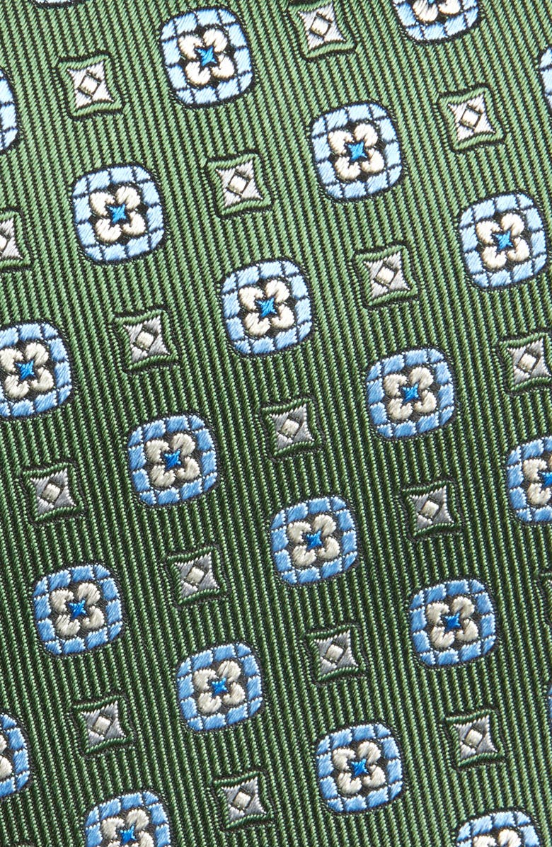 David Donahue Medallion Silk Tie, Alternate, color, Green