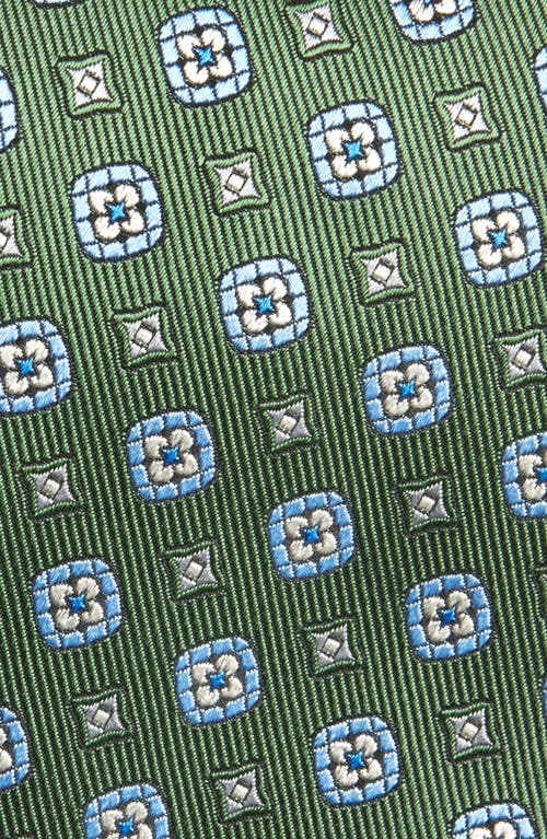 David Donahue Medallion Silk Tie In Green