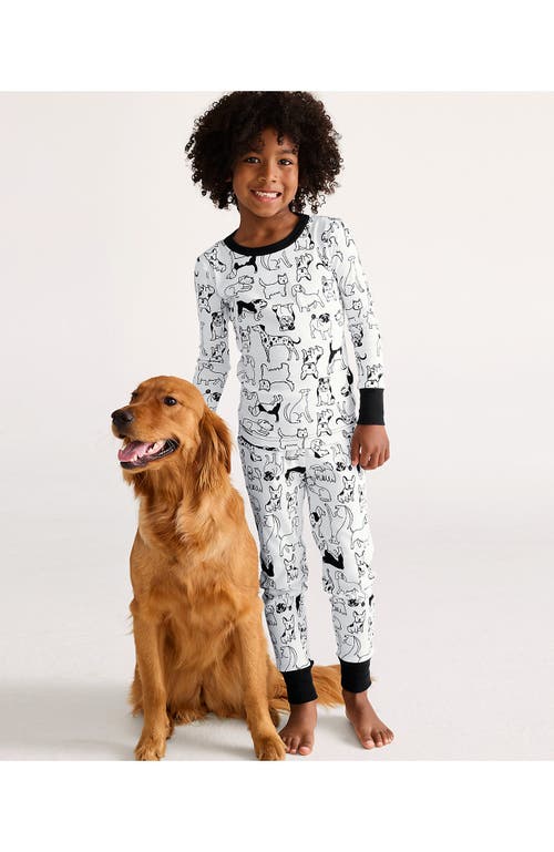 Lands' End Kids Pattern Snug Fit Pajama Set In White